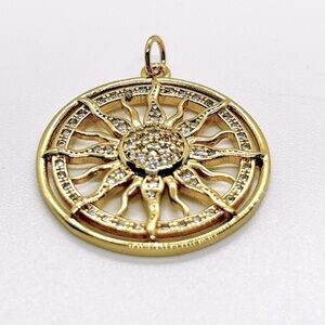 NWOT Stainless Steel Gold Plated Sunburst pendant/charm quarter Size